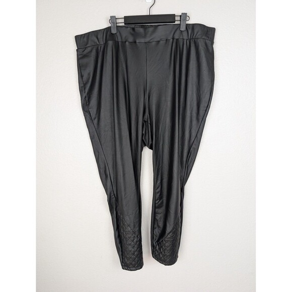 Torrid Pants Womens 4X Black Faux Leather Quilted Moto Biker High Rise Stretch - Picture 1 of 6